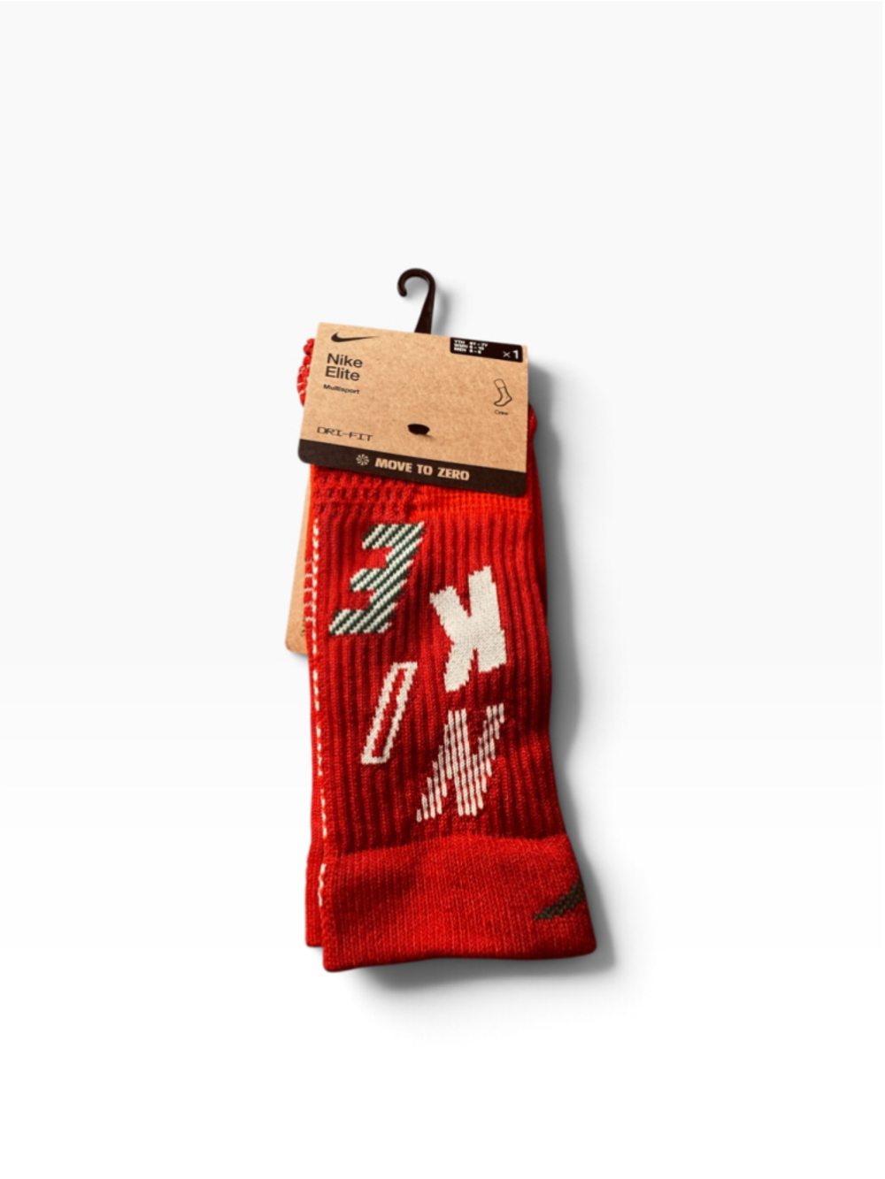 Men's Nike Elite Crew Athletic Socks Size L Red and White